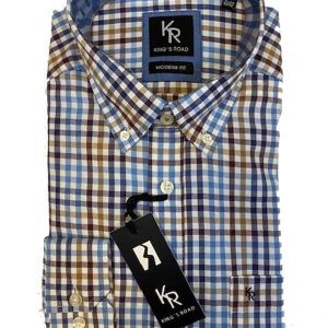 Flannel Shirt King’s Road, Blauw Bruin Blokje