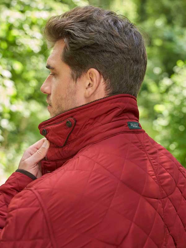 Herren Steppjacke “Boston“ In Red Dahlia Mit Harris Tweed Applikationen – Bild 5