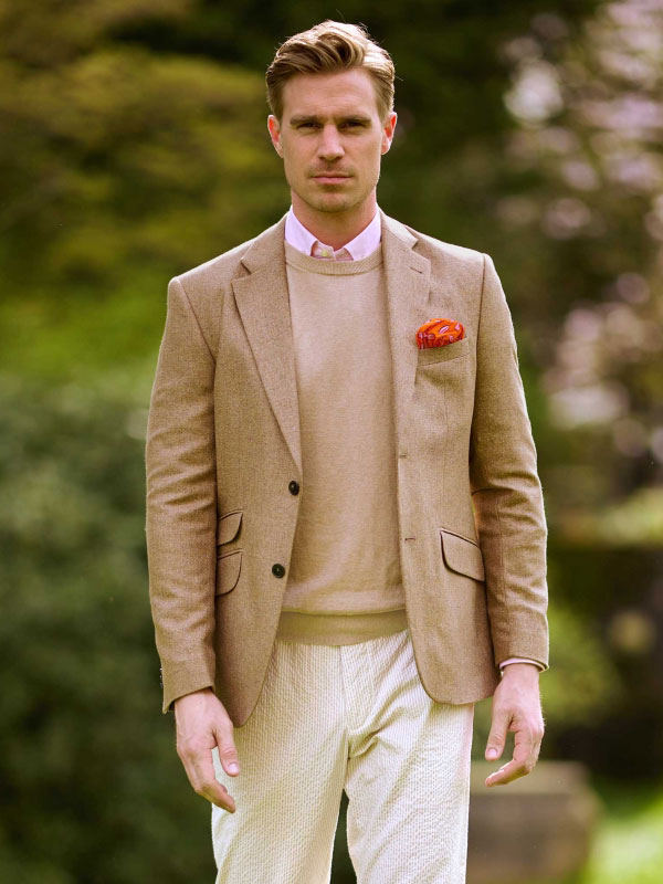 Wellington Sommer Sakko Aus Seide Beige – Bild 2