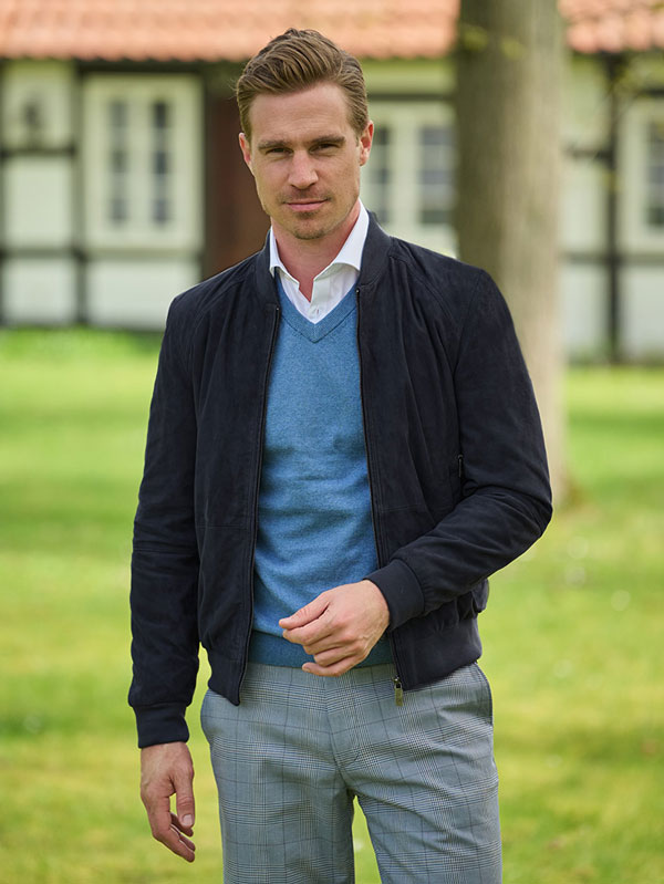 Lederblouson ”Winston III” für Herren in navy – Bild 2