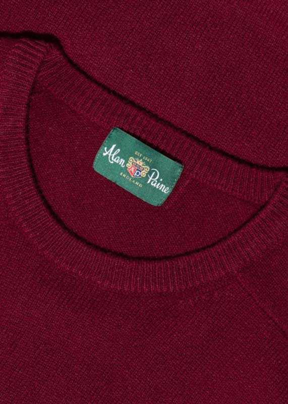 Alan Paine Lamswol Pullover Ronde-hals, Updated Fit – Bordeaux