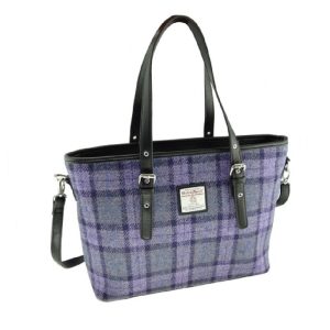 Harris Tweed ‚Spey‘ Tote Bag in Bold Purple Check