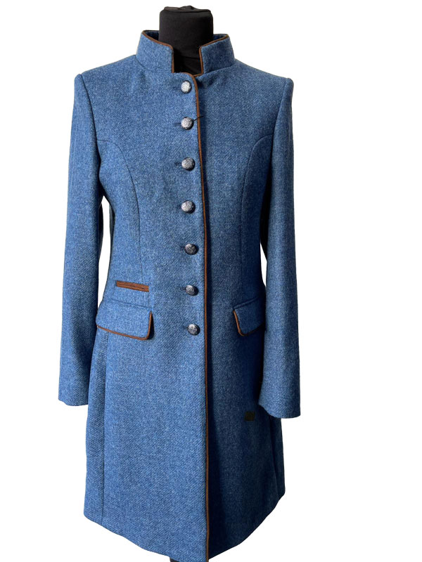 Tweed Damen Blazer, Lang, Blau